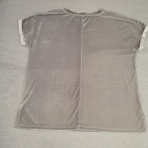 Wishlist Womens Grey Velvet Relaxed Cuffed Sleeve Top T5031KS Size M/L - Picture 8 of 8